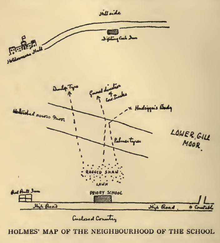 Holmes' map of the neighbourhood of the school.