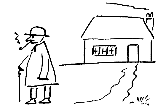 teacher drawing of man and house