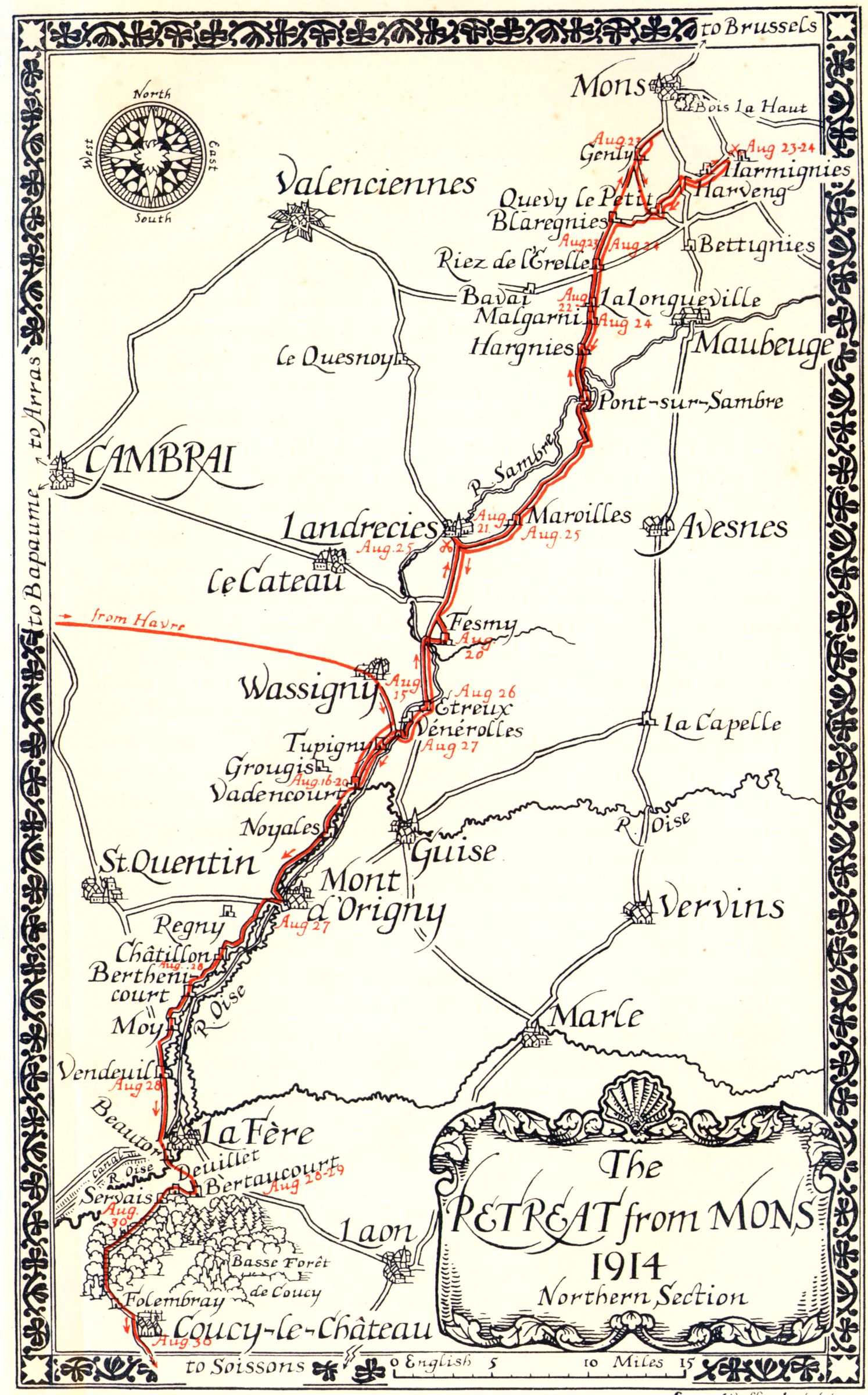 The Retreat from Mons, 1914. Northern Section